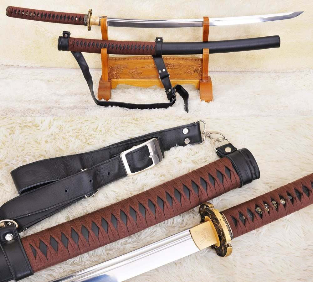 High Carbon Steel sword/ Katana style / Hand orders forged/ Full tang with genuine leather sheath