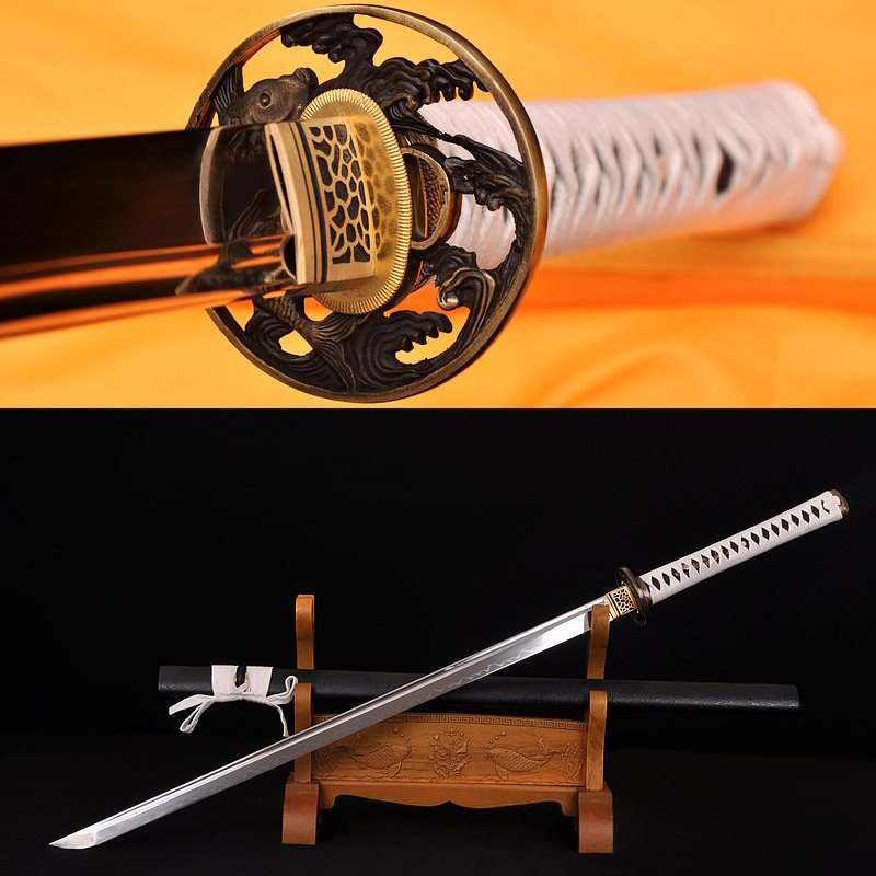 1095 high Carbon hotsell Cold Steel Heat Tempered Full Handmade Japanese Samurai Katana Hand Forged Japanese Real Authentic Tang knife/sword,Blue