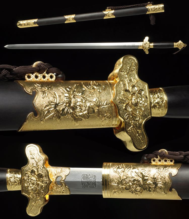  Chinese Sword,Peony Jian Sword(Forged Damascus Steel