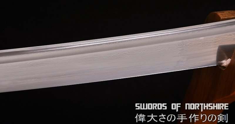Hand Forged Folded Damascus Steel Blade White Haze Samurai Katana Sword