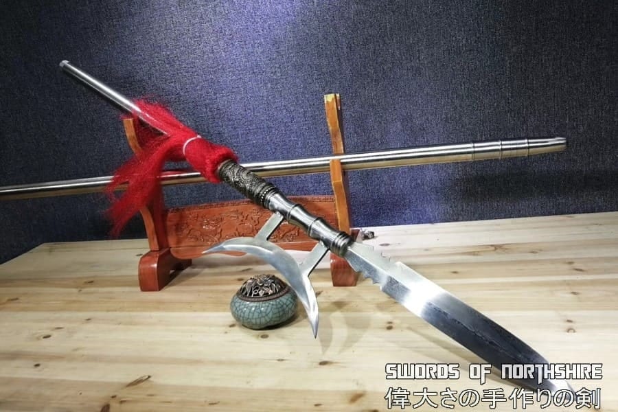 Three Kingdoms Chinese Halberd Qiang Spear Hand Forged Folded Steel ...