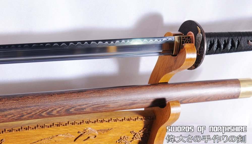 Hand Forged Japanese Ninja Chokuto Sword 1095 High Carbon Steel Iron Tsuba  Black Saya - COOLKATANA